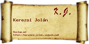 Kerezsi Jolán névjegykártya