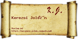 Kerezsi Jolán névjegykártya